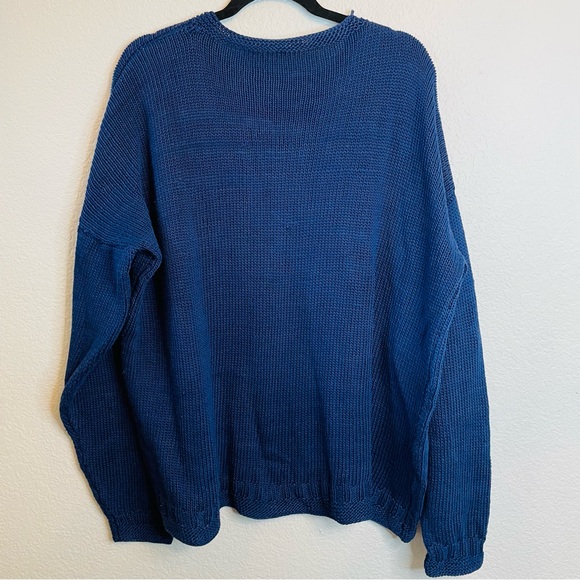 Vintage Navy Blue USA American Flag Oversized Knit Scoop Neck Sweater | XXL - Picture 5 of 5